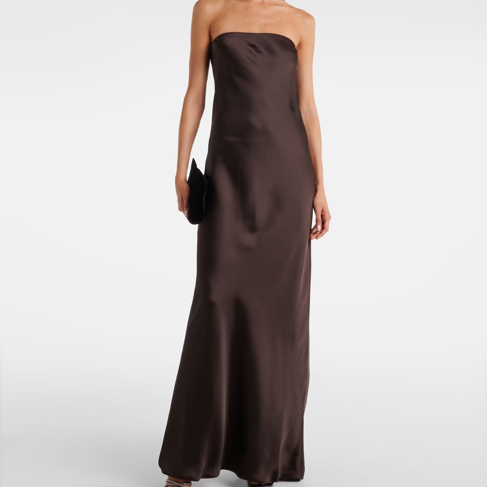 Norma Kamali Brown Silk Elegant Strapless  Evening Gown